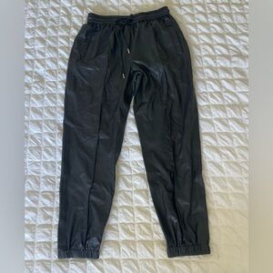 Blank NYC Black Faux Leather Jogger Sweatpants